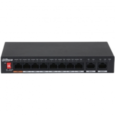 HIKVISION 8PoE高功率 桌上型交換器 8位+2位 80W 8 x Gigabit PoE ports, 2 x Gigabit SFP fiber optical ports, IEEE 802.3at/af)